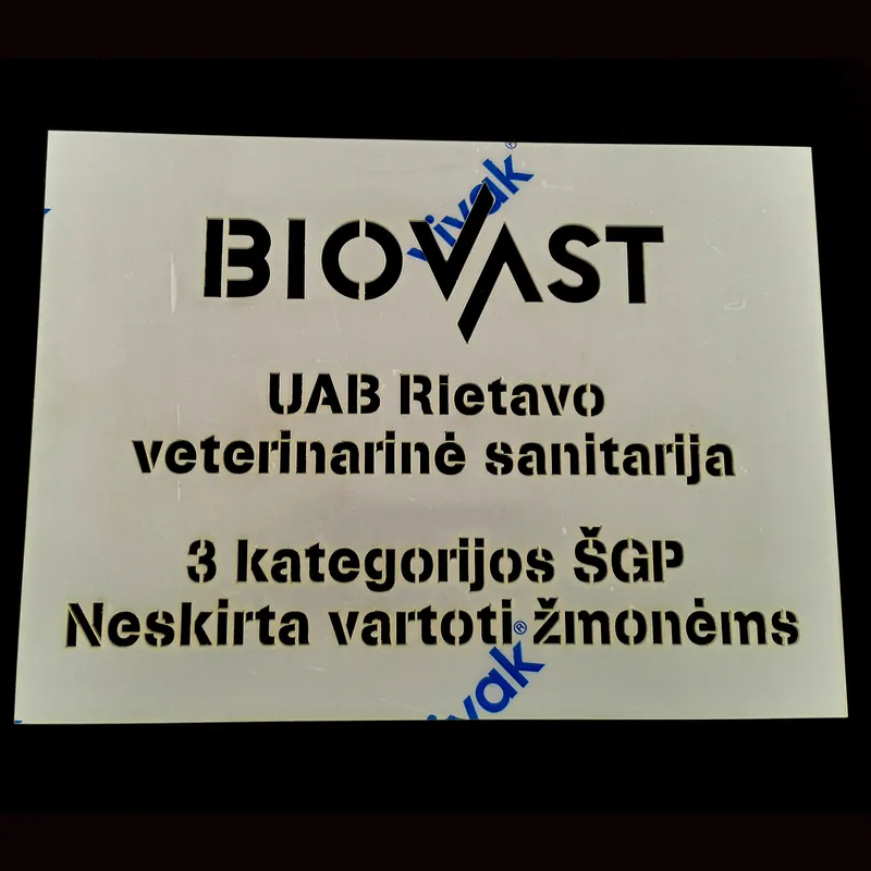 Lazeriu pjautas plastikinis trafaretas