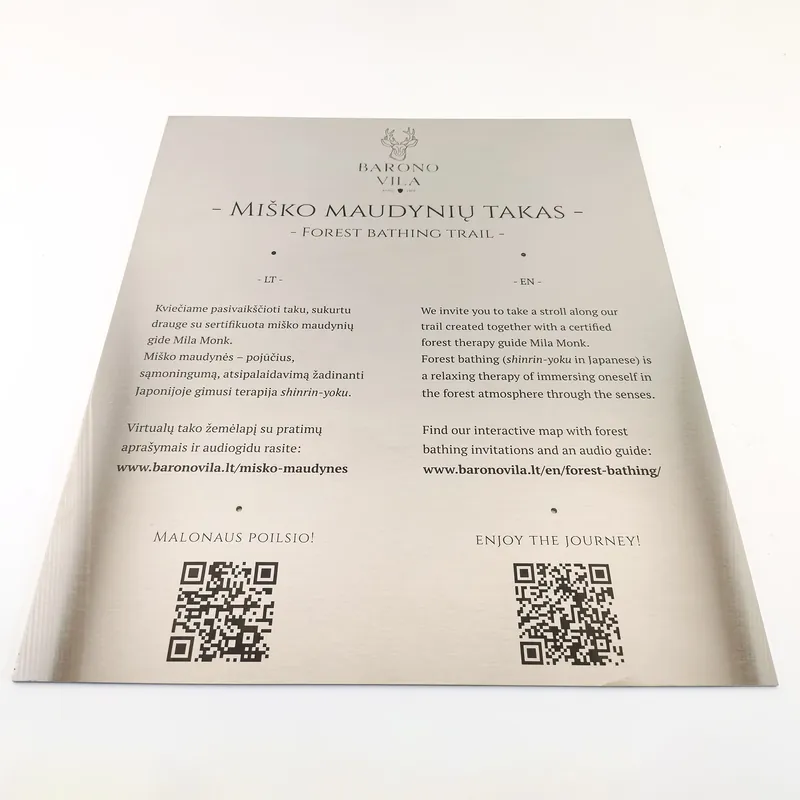 Metalinė lentelė su qr kodu