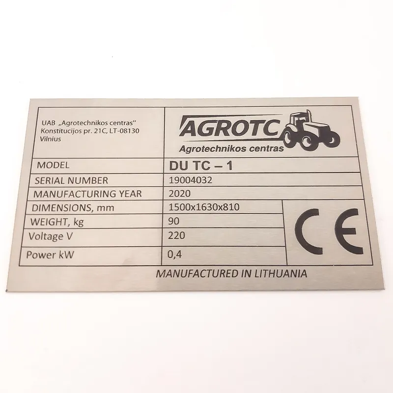 Techninė lentelė nerudijantis plienas su graviravimu